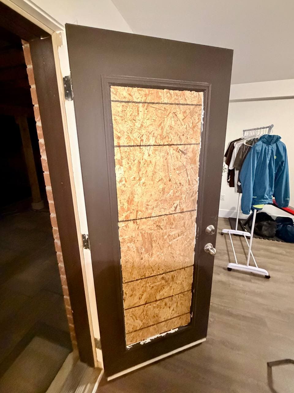 Etobicoke entry door glass opening after securing